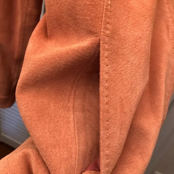 Pendleton women salmon pink leather suede jacket, M