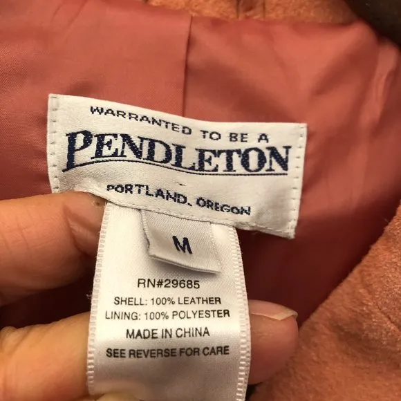 Pendleton women salmon pink leather suede jacket, M