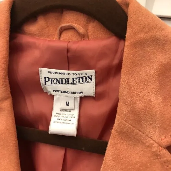 Pendleton women salmon pink leather suede jacket, M