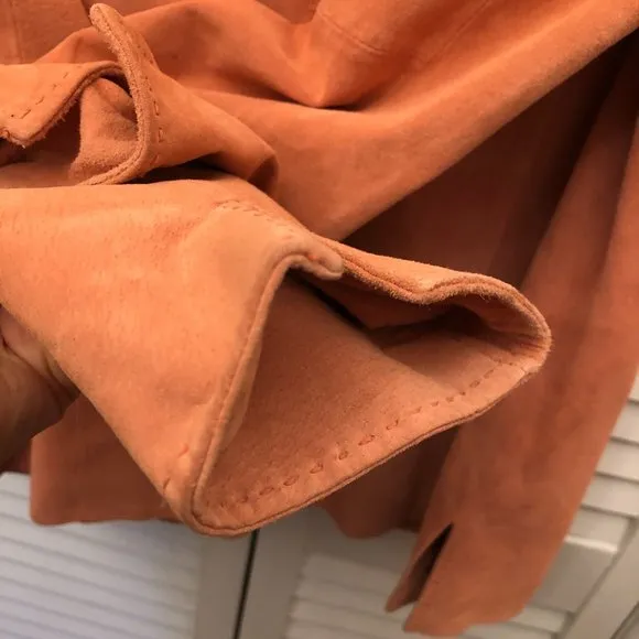 Pendleton women salmon pink leather suede jacket, M
