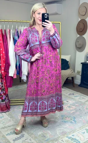 Pink Boho Print Maxi Dress