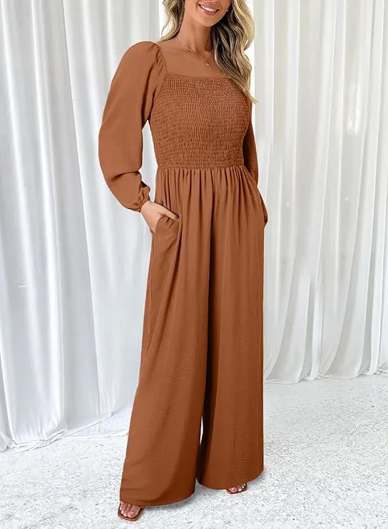 Plus Size Square Neck Loose Fit Short Sleeve Jumpsuit