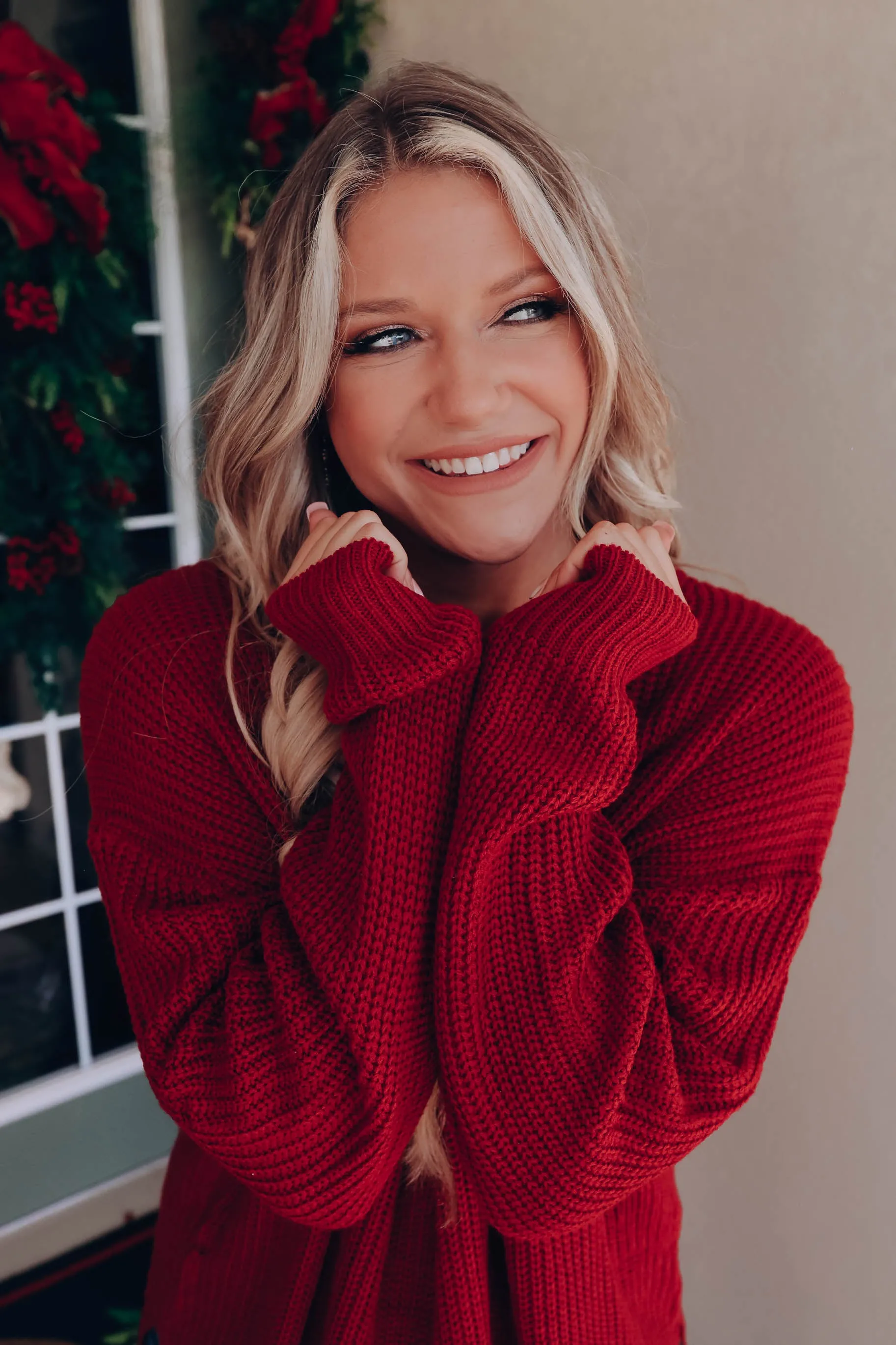 Pull Me Close Cutout Sweater - Burgundy
