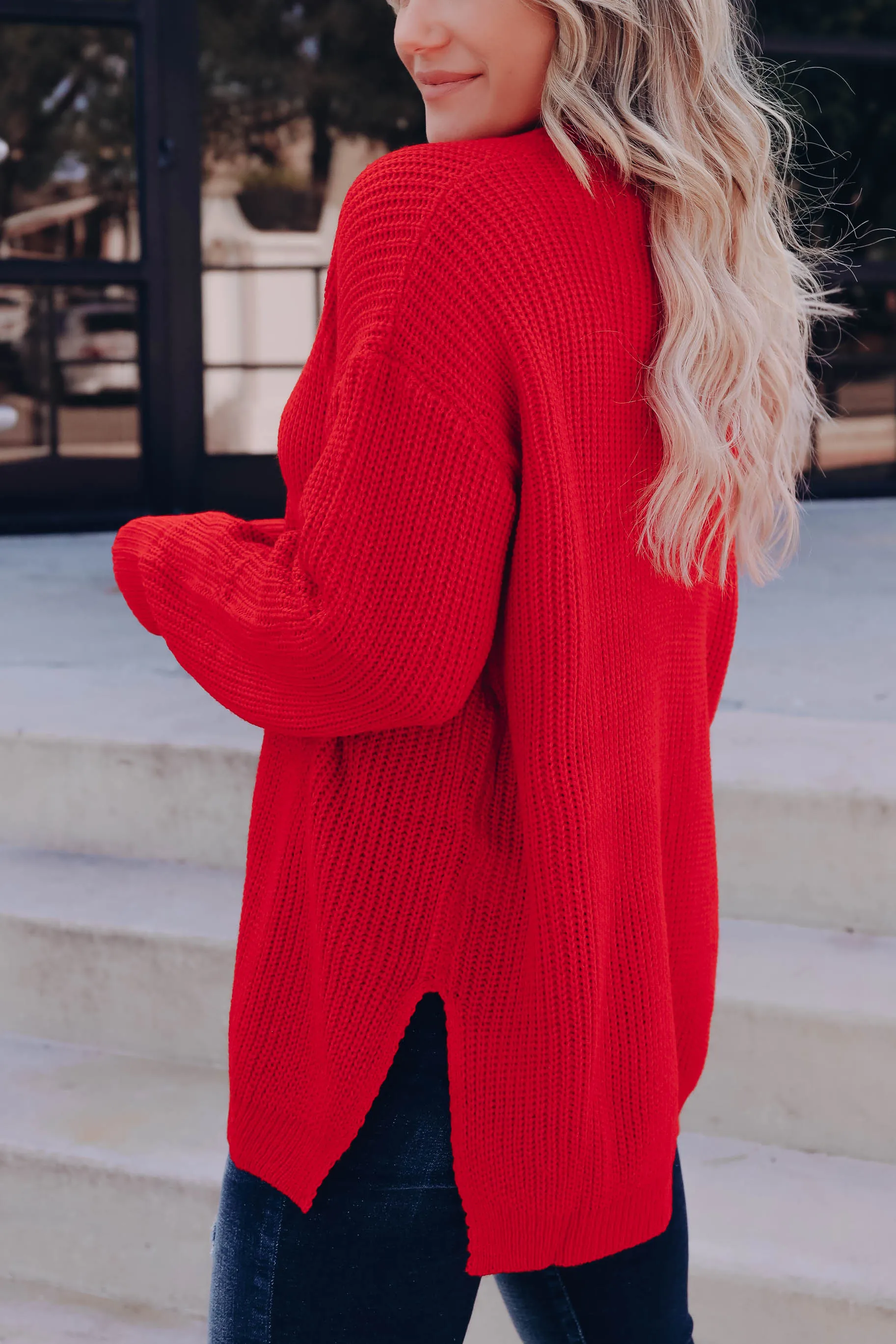 Pull Me Close Cutout Sweater - Red