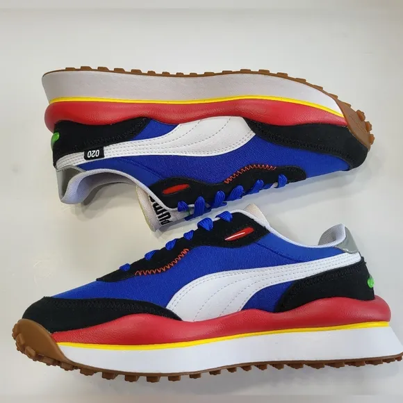 PUMA Junior's Style Rider Play On Blue Red Sneaker Shoe Size 6.5 NEW #372915-03