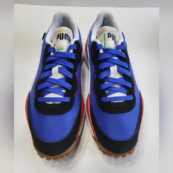 PUMA Junior's Style Rider Play On Blue Red Sneaker Shoe Size 6.5 NEW #372915-03