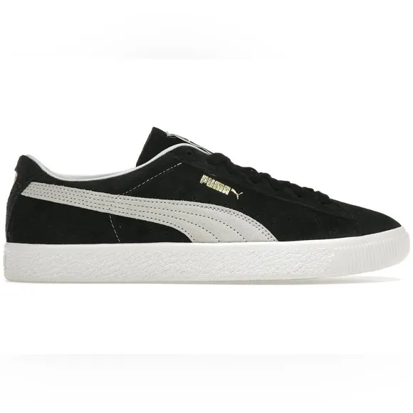 Puma Suede VTG Textured Leather Sneakers with extra laces in black / white