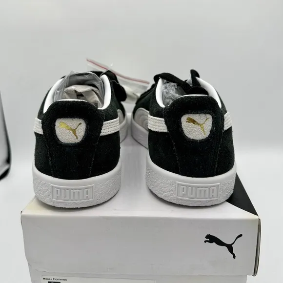 Puma Suede VTG Textured Leather Sneakers with extra laces in black / white