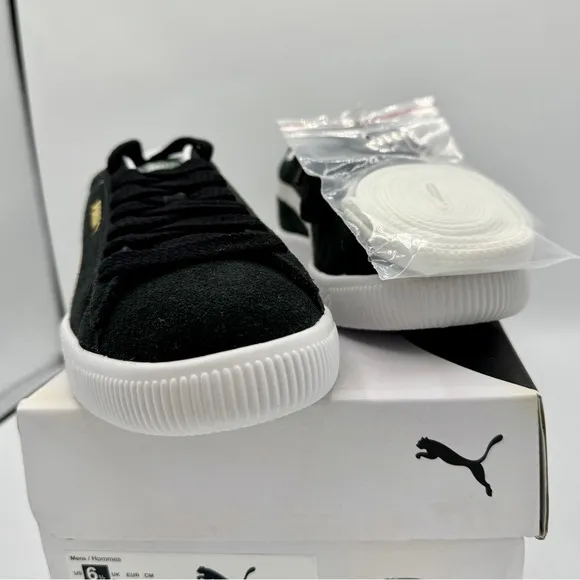 Puma Suede VTG Textured Leather Sneakers with extra laces in black / white