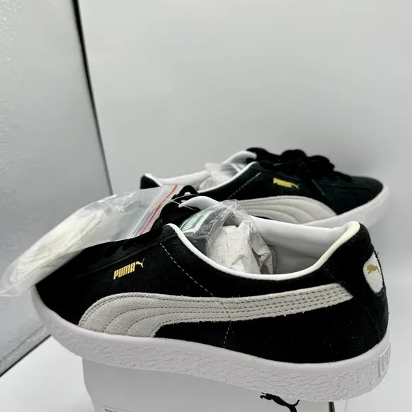 Puma Suede VTG Textured Leather Sneakers with extra laces in black / white