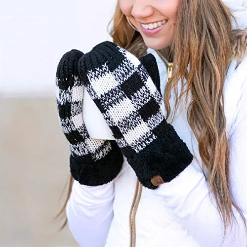 Ribbed Knit Fuzzy Lined Mittens