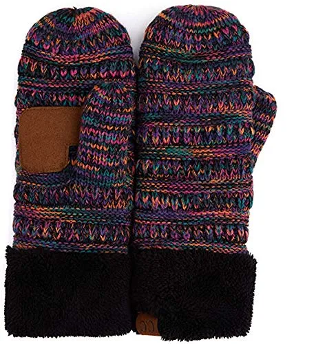 Ribbed Knit Fuzzy Lined Mittens