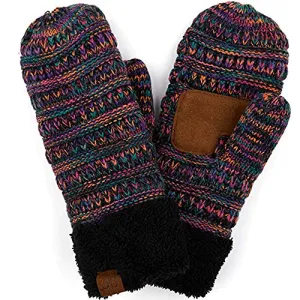 Ribbed Knit Fuzzy Lined Mittens