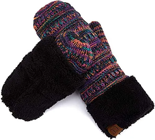 Ribbed Knit Fuzzy Lined Mittens