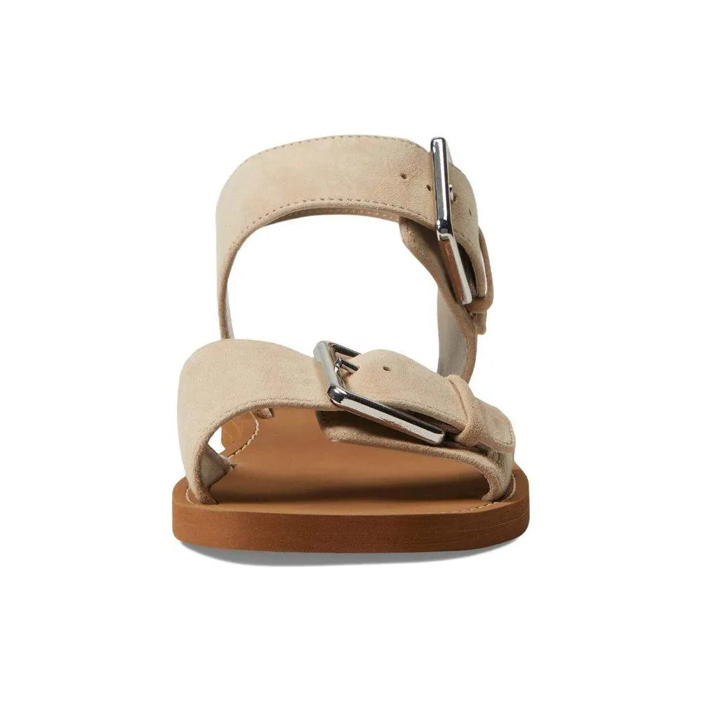 Santo Beige Suede Buckle Flats