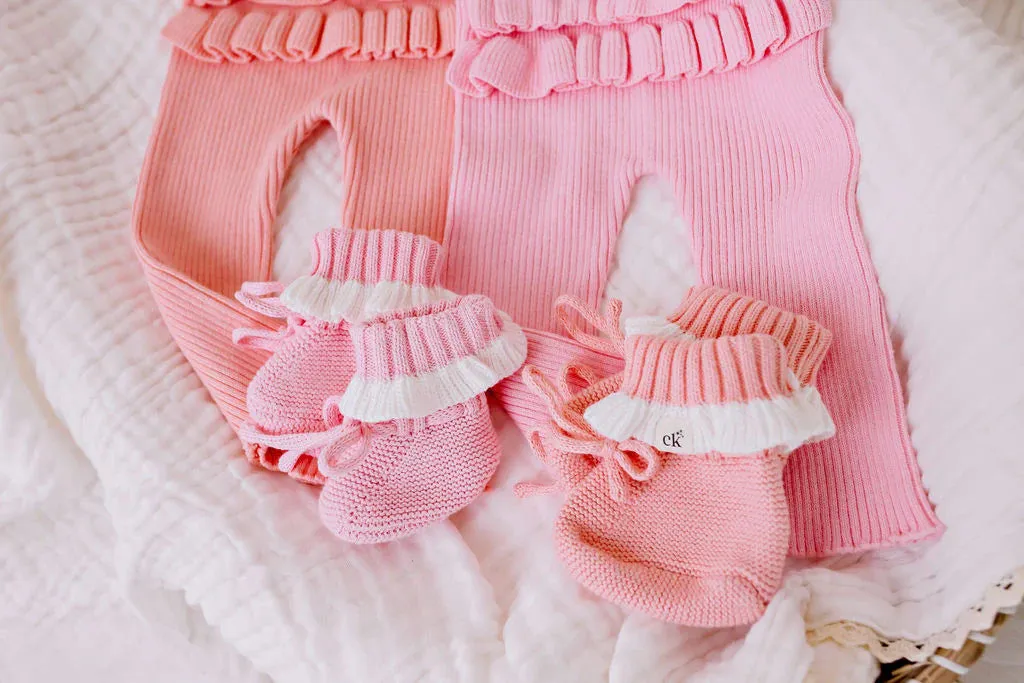 Scallop Edge Booties || Peach | Confetti Kidz
