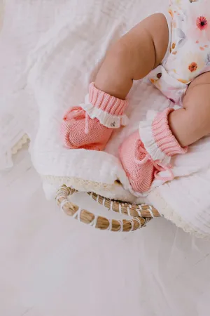 Scallop Edge Booties || Peach | Confetti Kidz