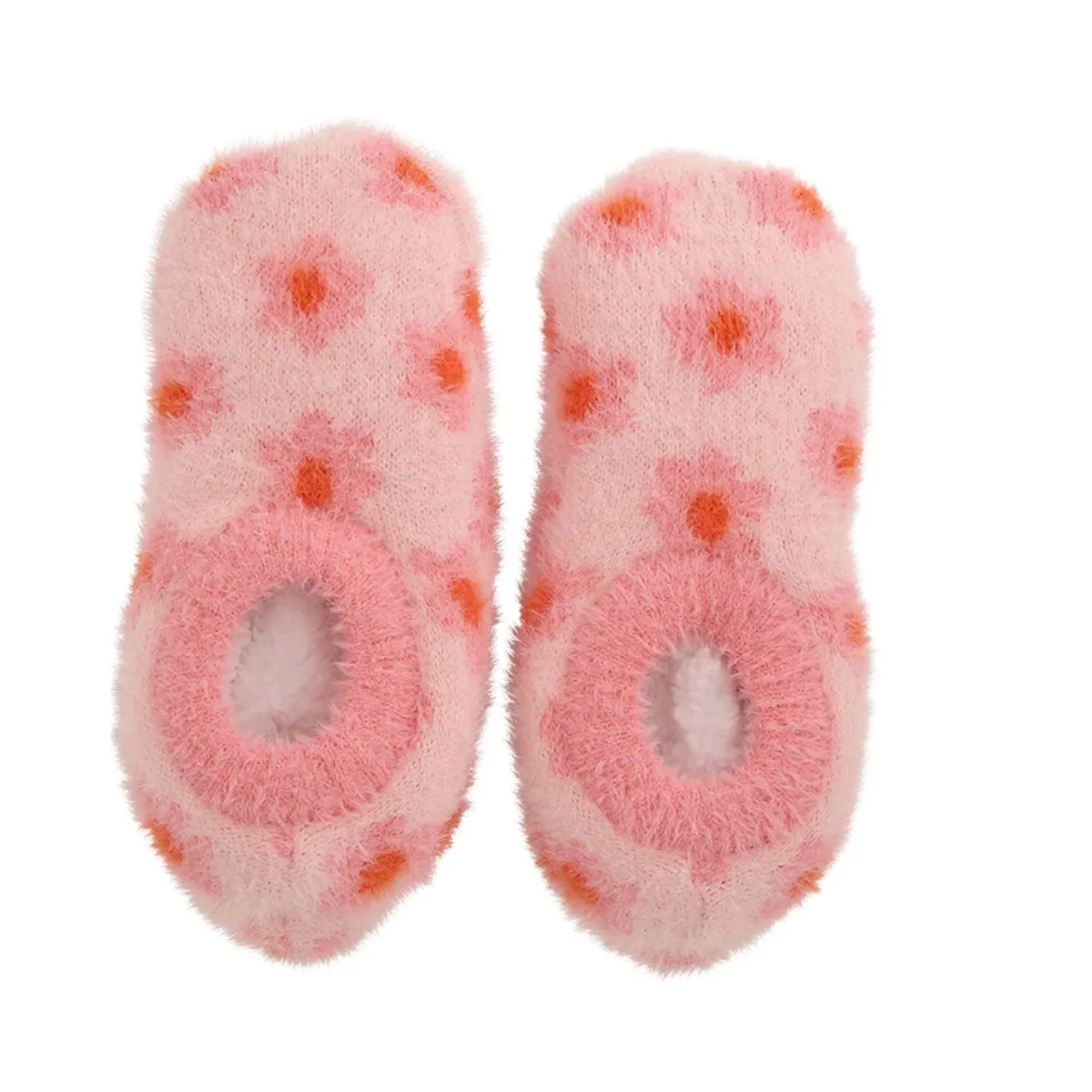 Socks Fuzzy Bootie - Pink Flower