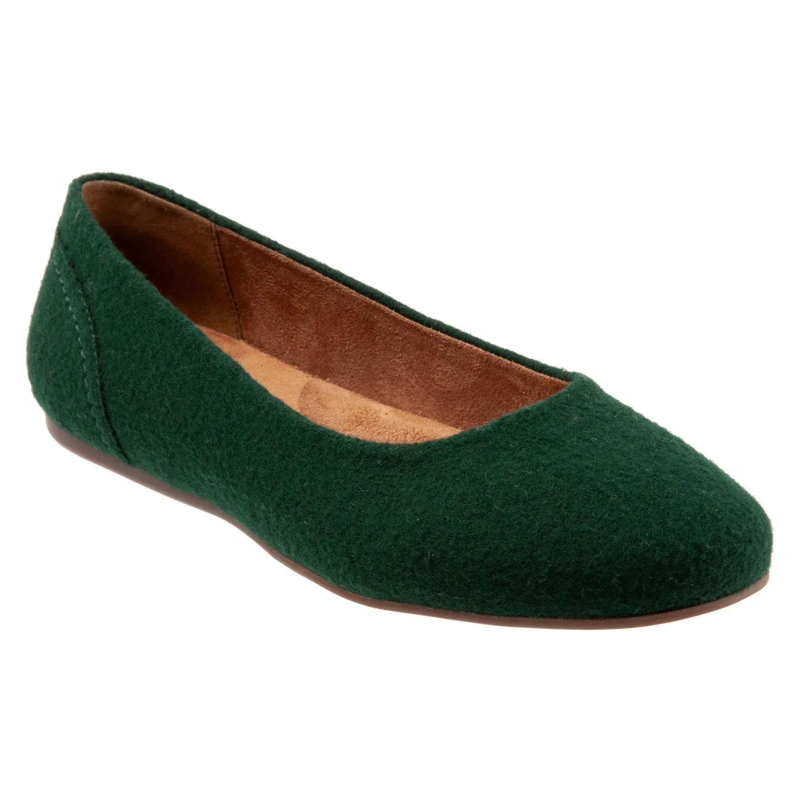 Softwalk Shiraz S2160-335 Womens Green Wide Suede Ballet Flats Shoes