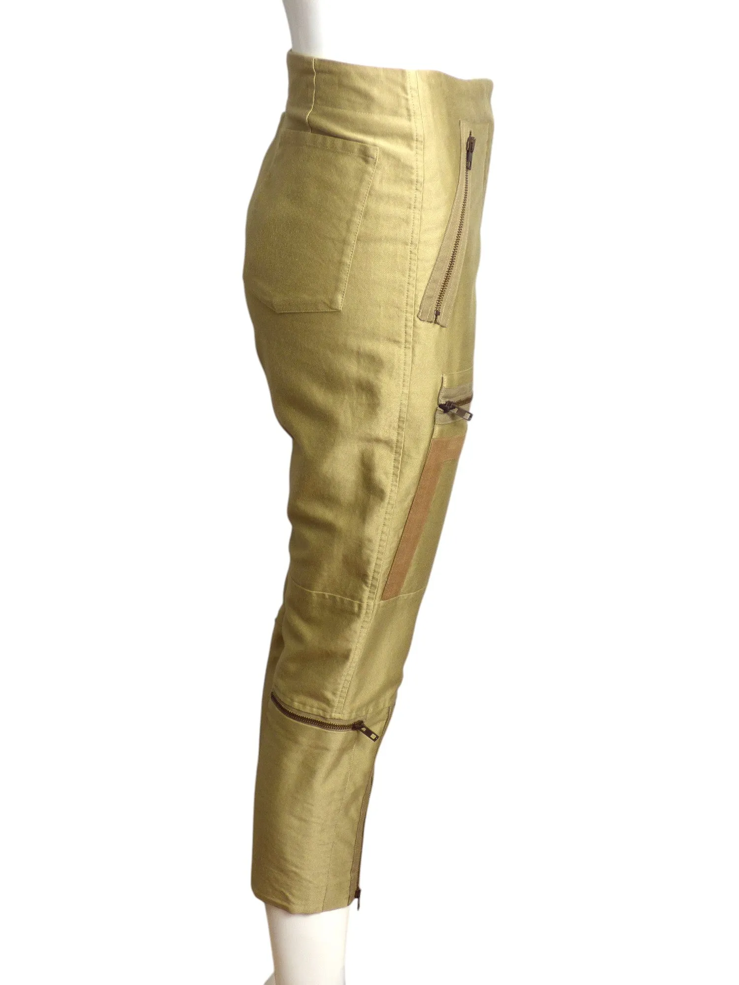 STELLA MCCARTNEY- NWT 2012 Khaki Moto Pants, Size 6