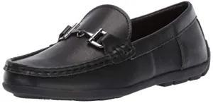 Steve Madden Boy's BLANGE Shoe, Black Leather, Size 2 Little Kid