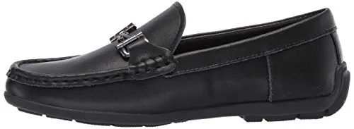Steve Madden Boy's BLANGE Shoe, Black Leather, Size 2 Little Kid
