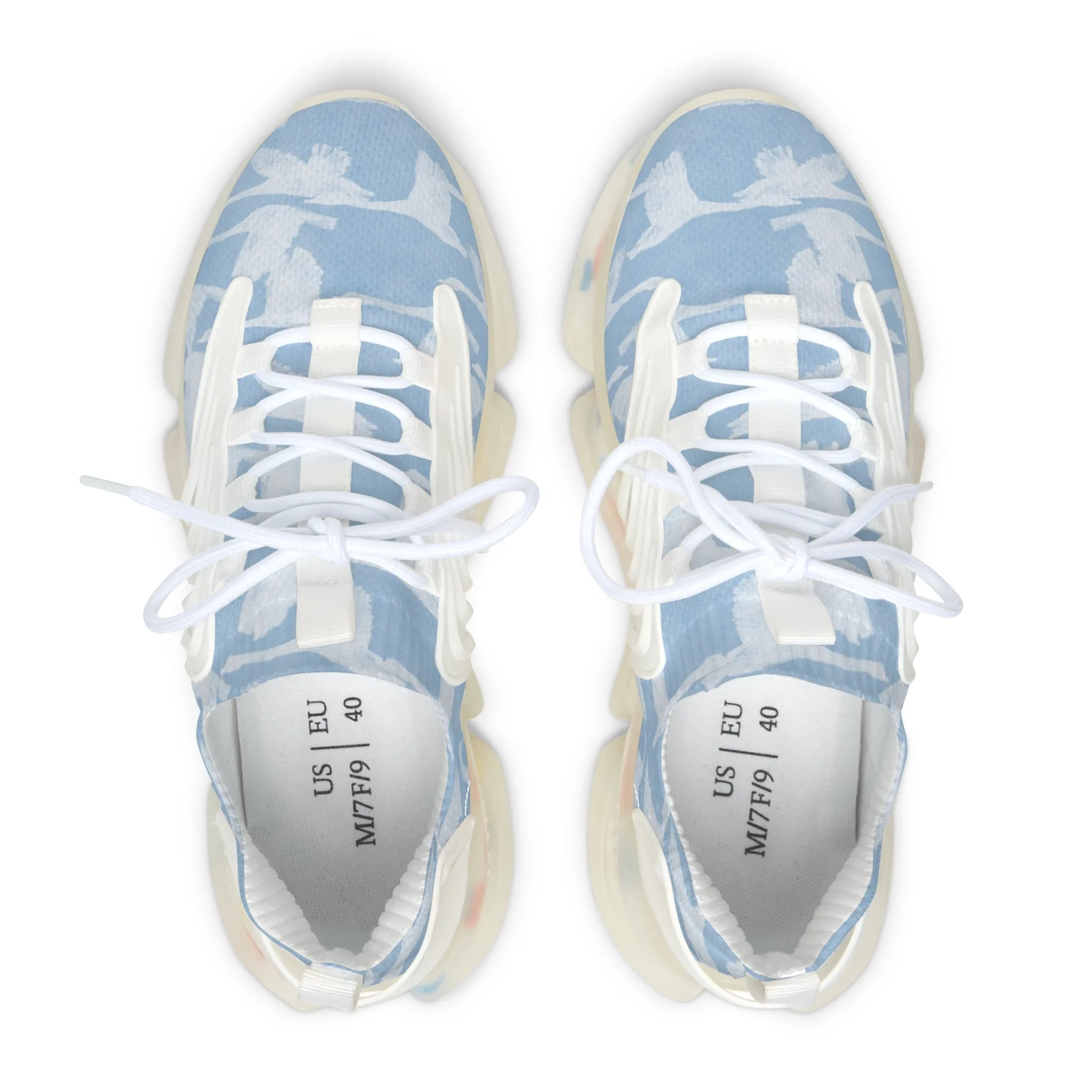 Stylish Women's Mesh Sneakers - Blue Floral Design for Comfort & Breathability