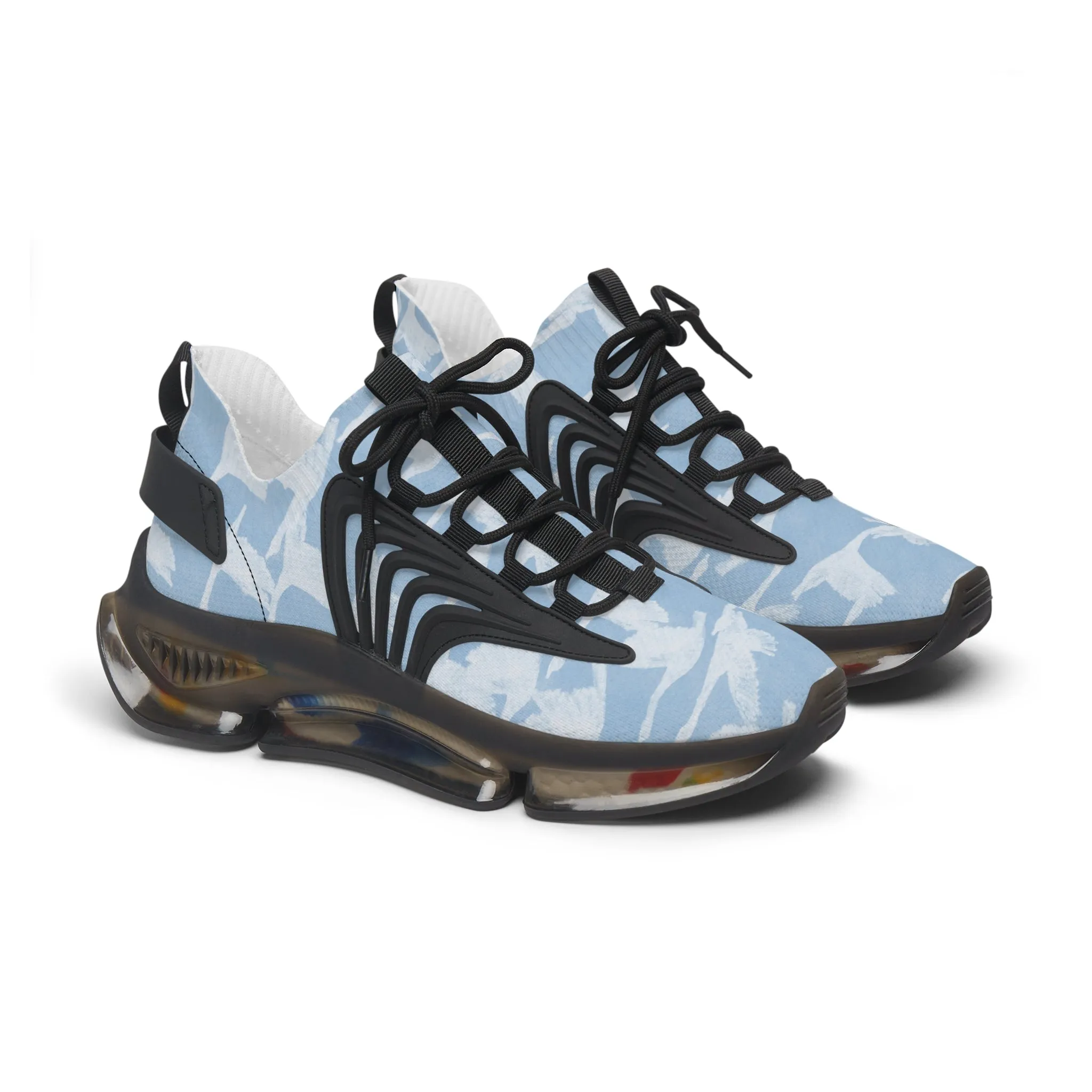Stylish Women's Mesh Sneakers - Blue Floral Design for Comfort & Breathability