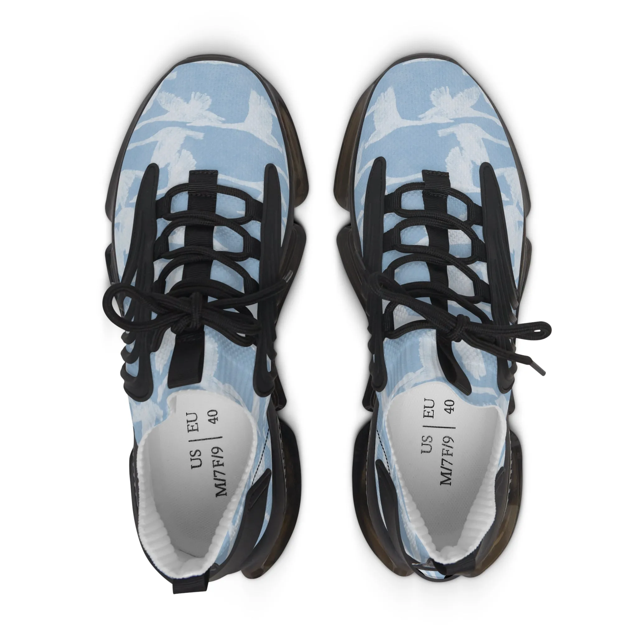Stylish Women's Mesh Sneakers - Blue Floral Design for Comfort & Breathability