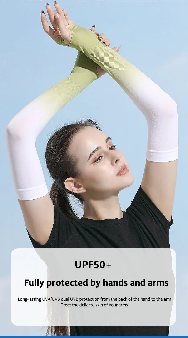 Sun Protection Ice Silk Color Gradient Uv Arm Sleeves