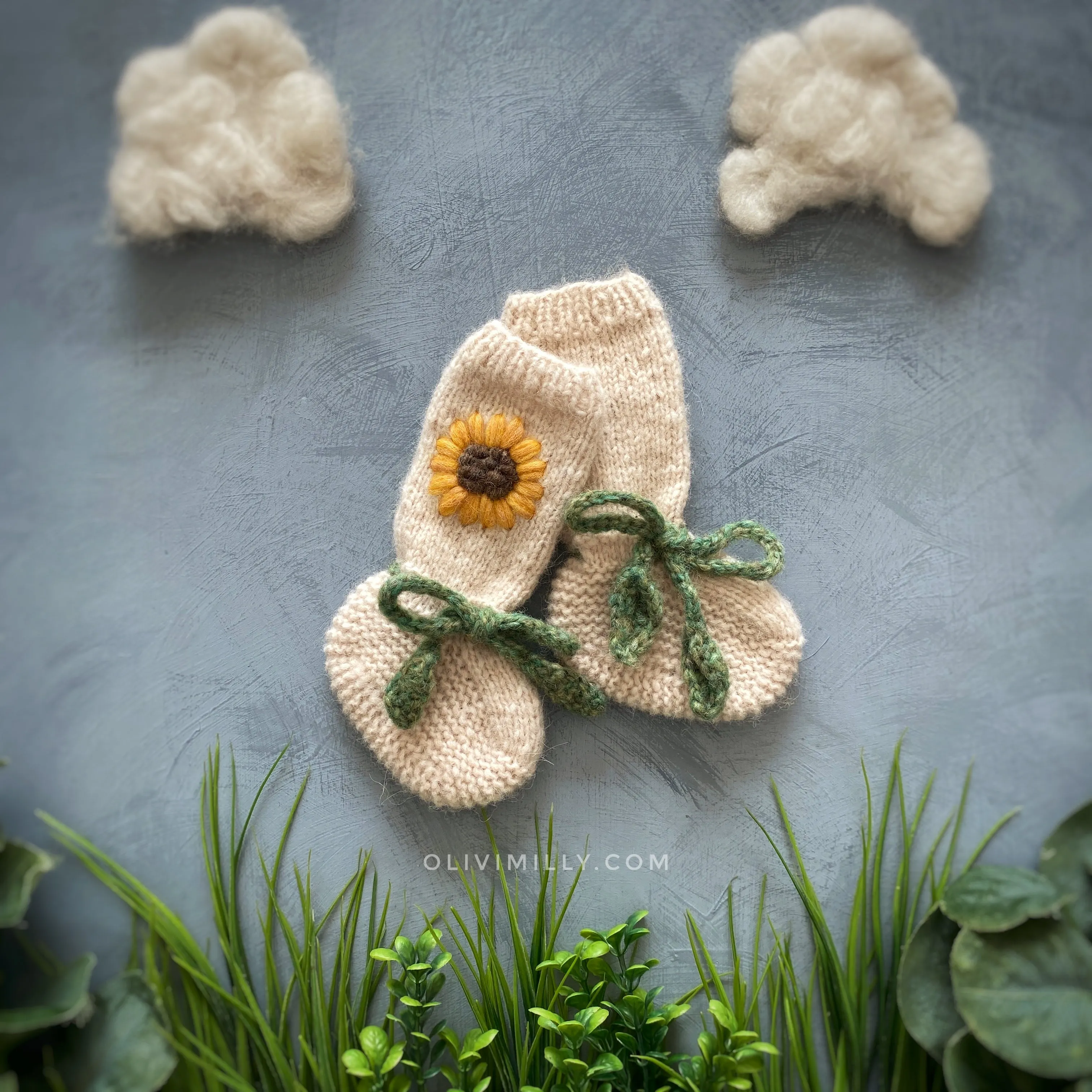 Sunflowers Booties |wheat| in stock (9-12m)