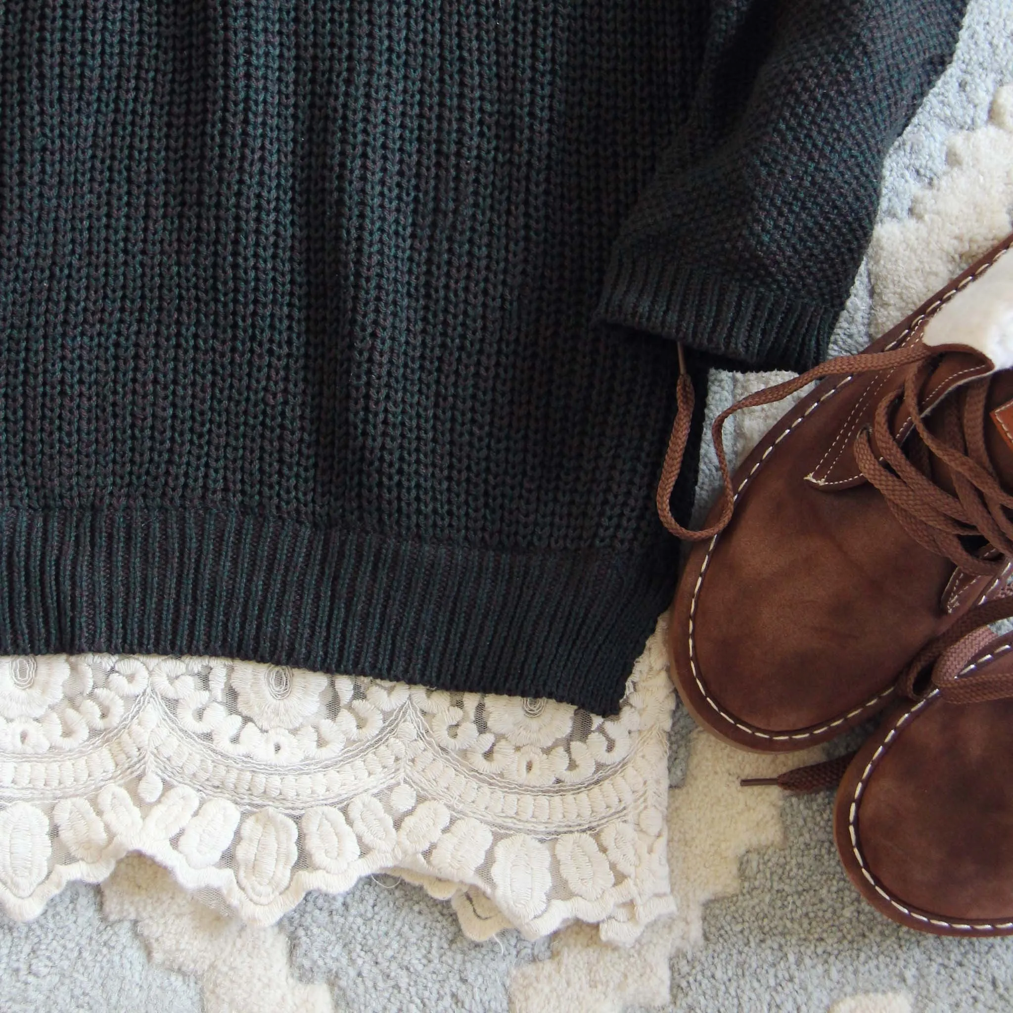 The Boyfriend Lace Sweater in Sage