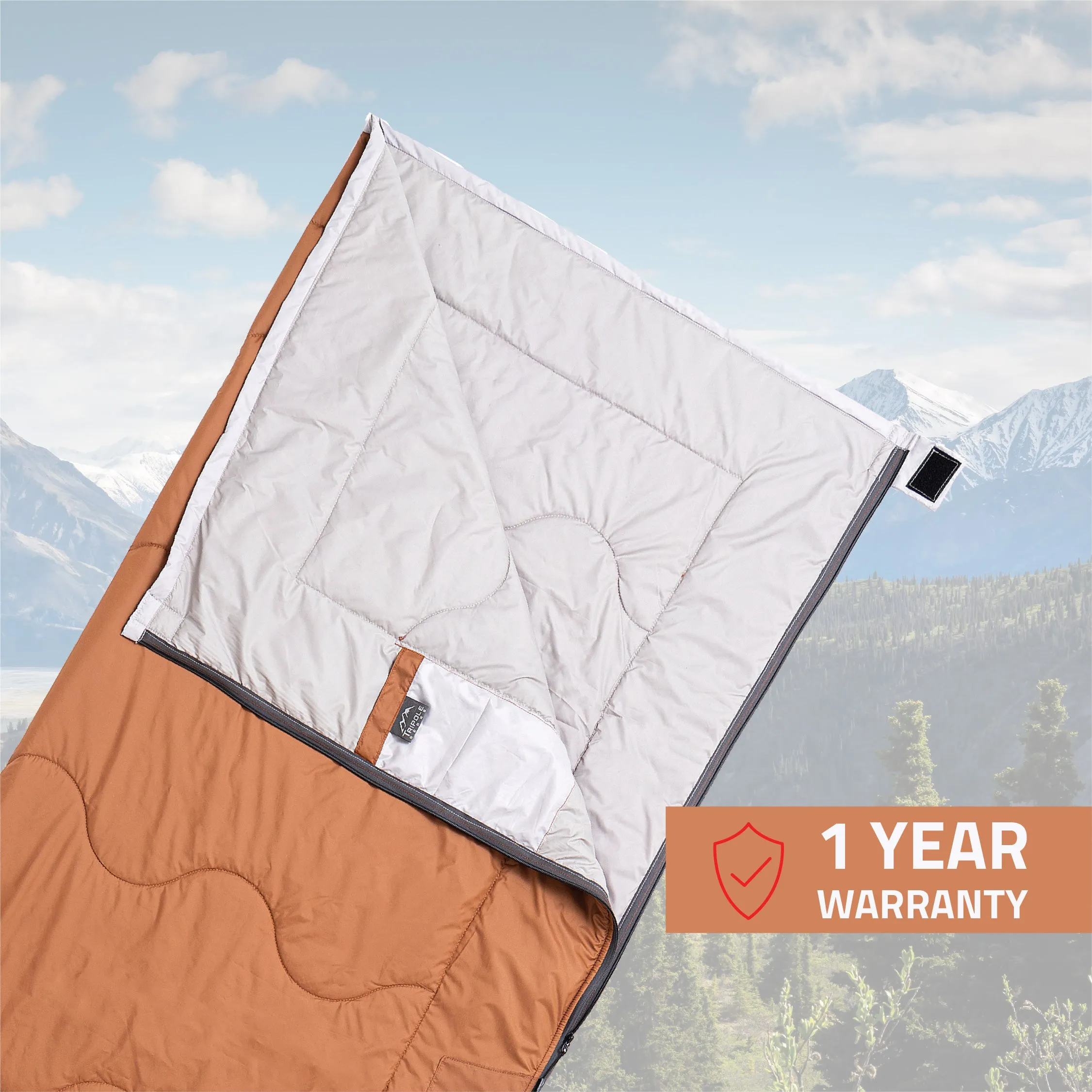 Tripole Camp Series Lightweight Sleeping Bag for Summer Camping and Hiking (Brown)