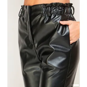 Vegan  Leather Paper Bag Pants