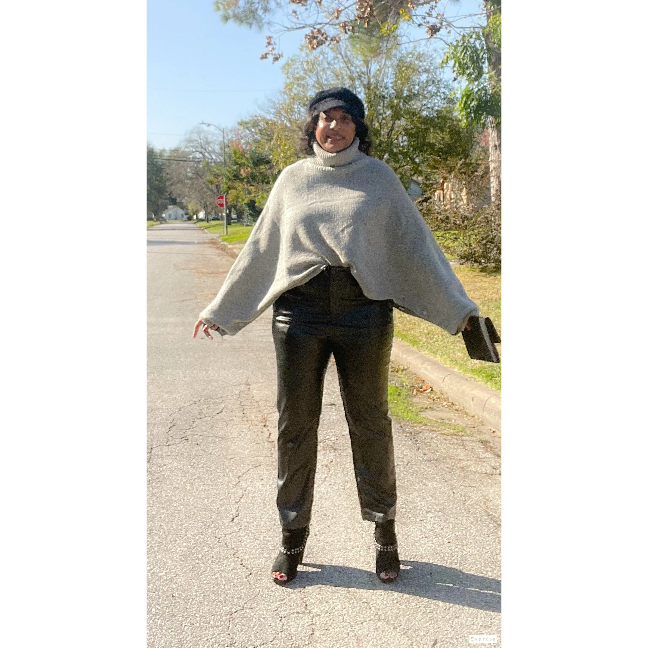 Vegan  Leather Paper Bag Pants