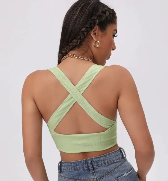 Vibe Check Plunge Ribbed Crop Top