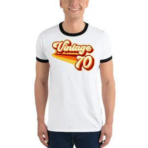 Vintage 1970 Warm Retro Lines Ringer T-Shirt