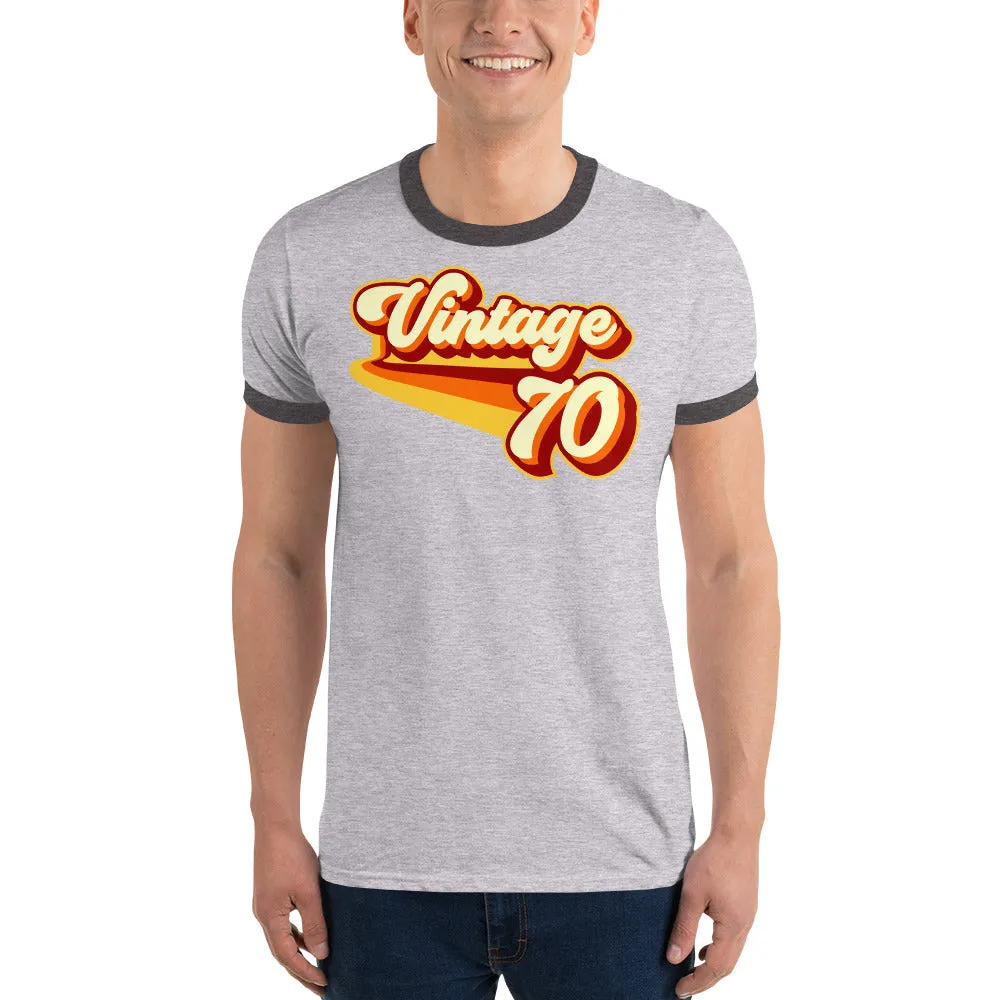 Vintage 1970 Warm Retro Lines Ringer T-Shirt