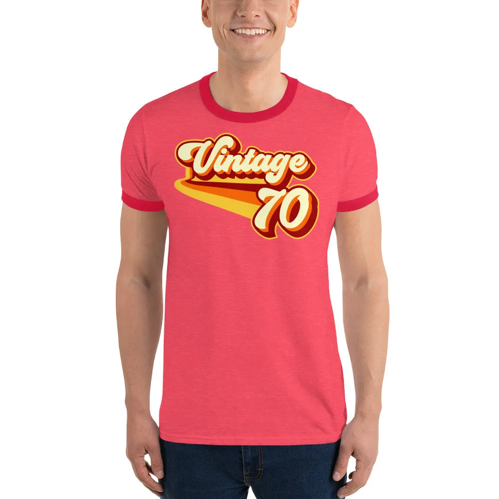 Vintage 1970 Warm Retro Lines Ringer T-Shirt