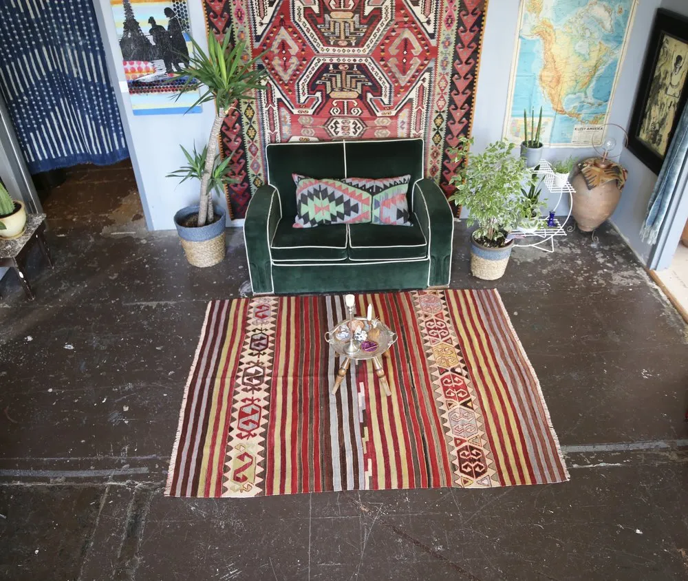 Vintage Anatolian Kilim 5ftx6.6ft