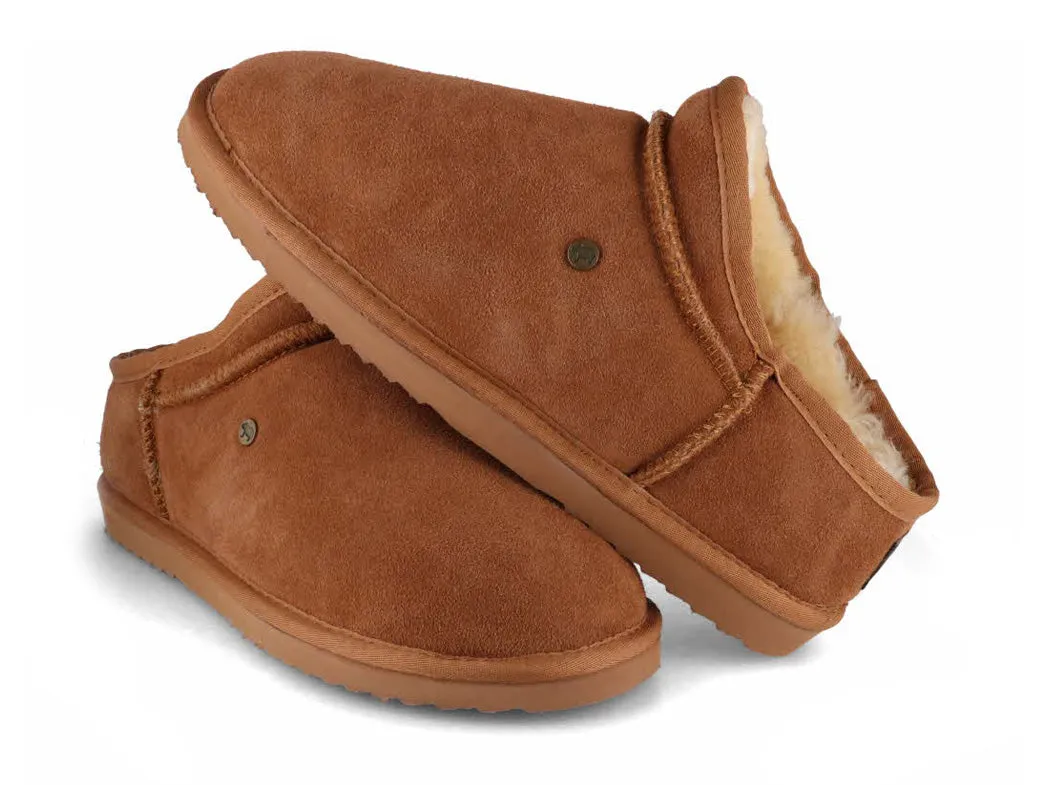 WARMBAT Men Suede Slippers 'Conner,' cognac