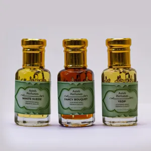 White Suede, Fancy Bouquet & Y.EDP 12ml each, pack of 3 - Asreh Premium Quality Attar