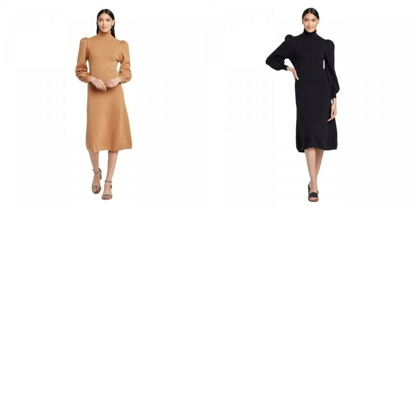 Who What Wear Women's Puff Long Sleeve High Neck Sweater Dress