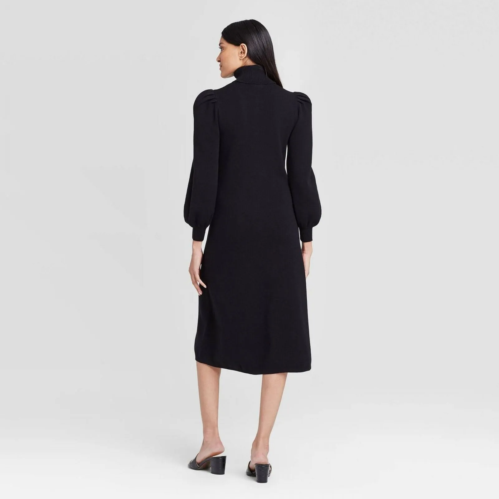 Who What Wear Women's Puff Long Sleeve High Neck Sweater Dress