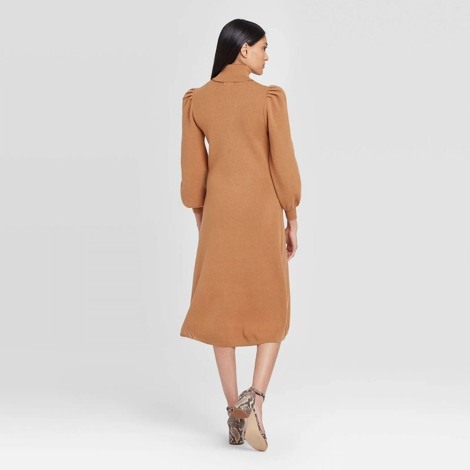 Who What Wear Women's Puff Long Sleeve High Neck Sweater Dress