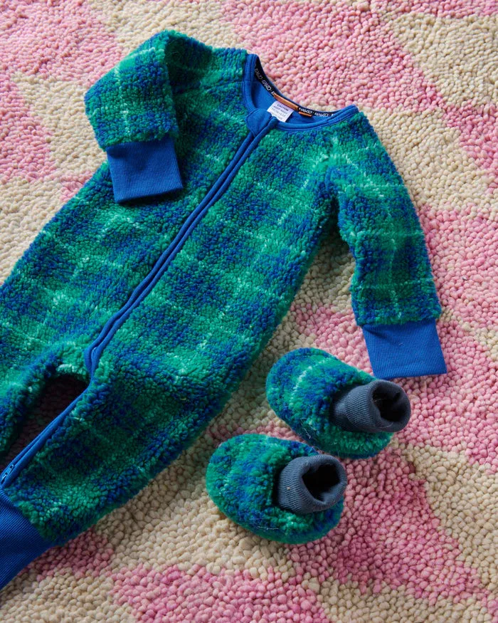 Wilderness Tartan Sherpa Baby Booties | Kip & Co