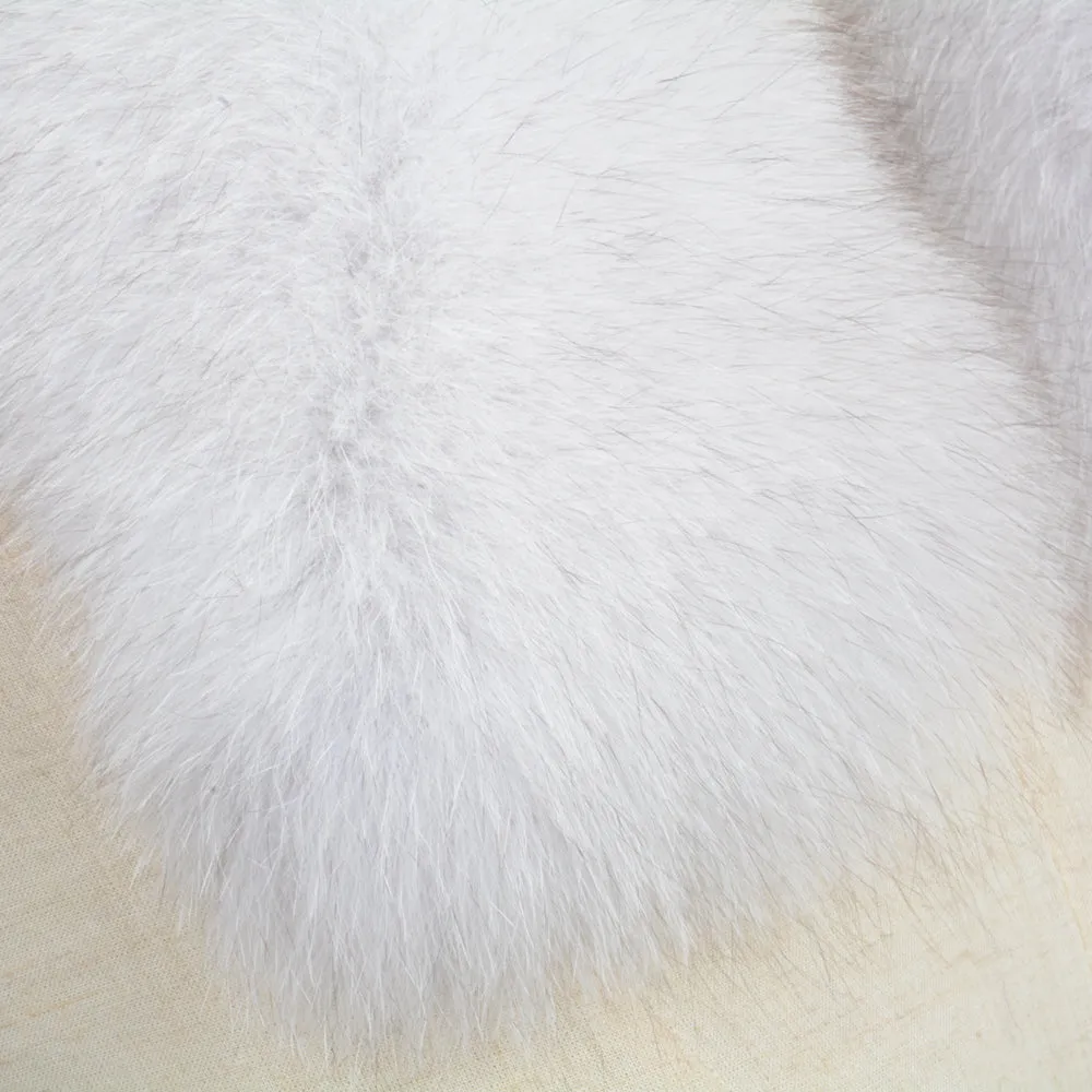 Winter Real Fox Fur Natural White Shawl Warm Collar