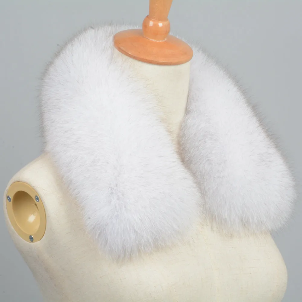 Winter Real Fox Fur Natural White Shawl Warm Collar