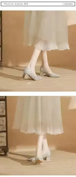Women Wedding Shoes comfortable suede shoes Color Pointed-toe Mujer Shoes Wrap-toe Shallow Flats For Ladies Banquet Bridal Shoes