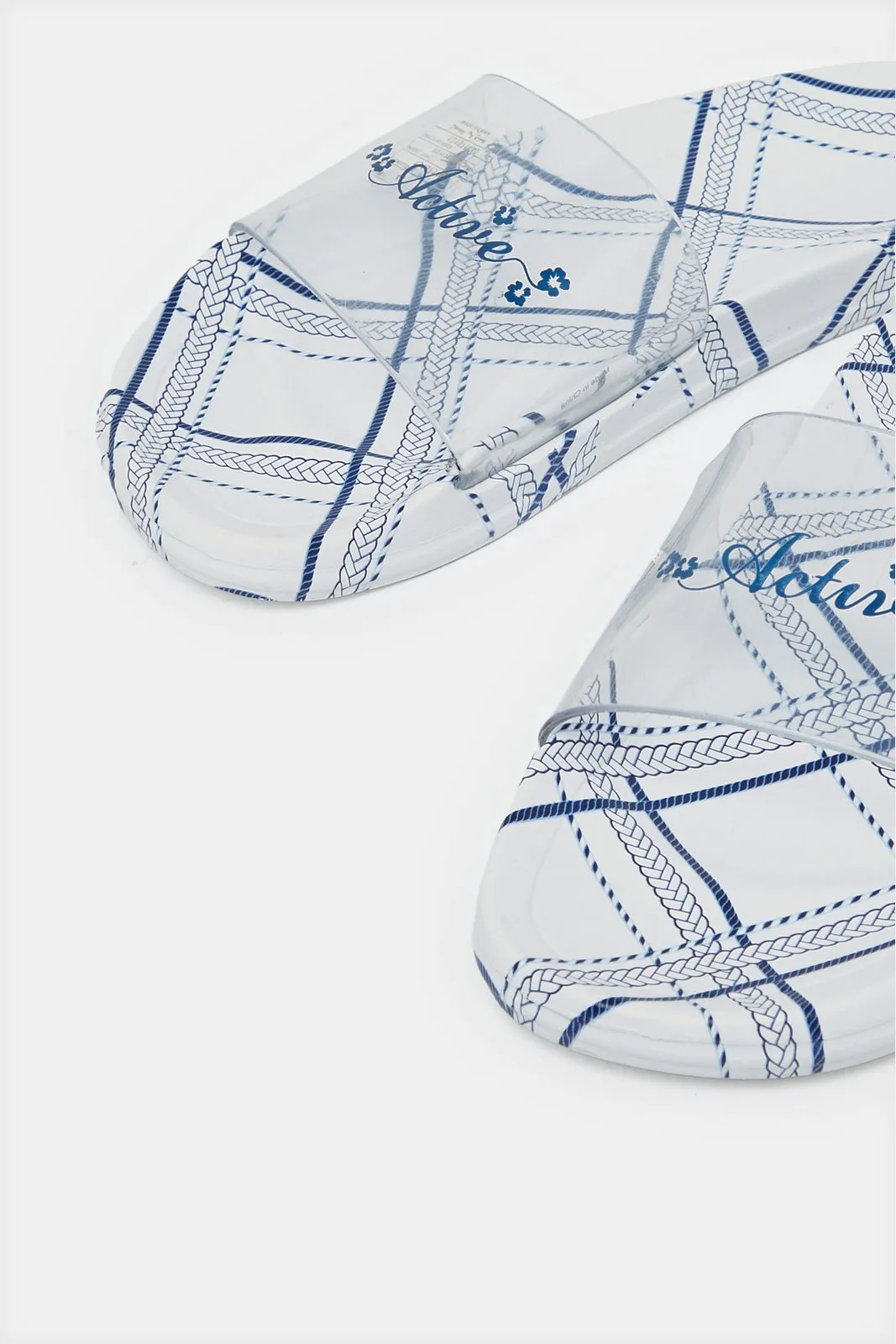 Women White Vinyl Slide